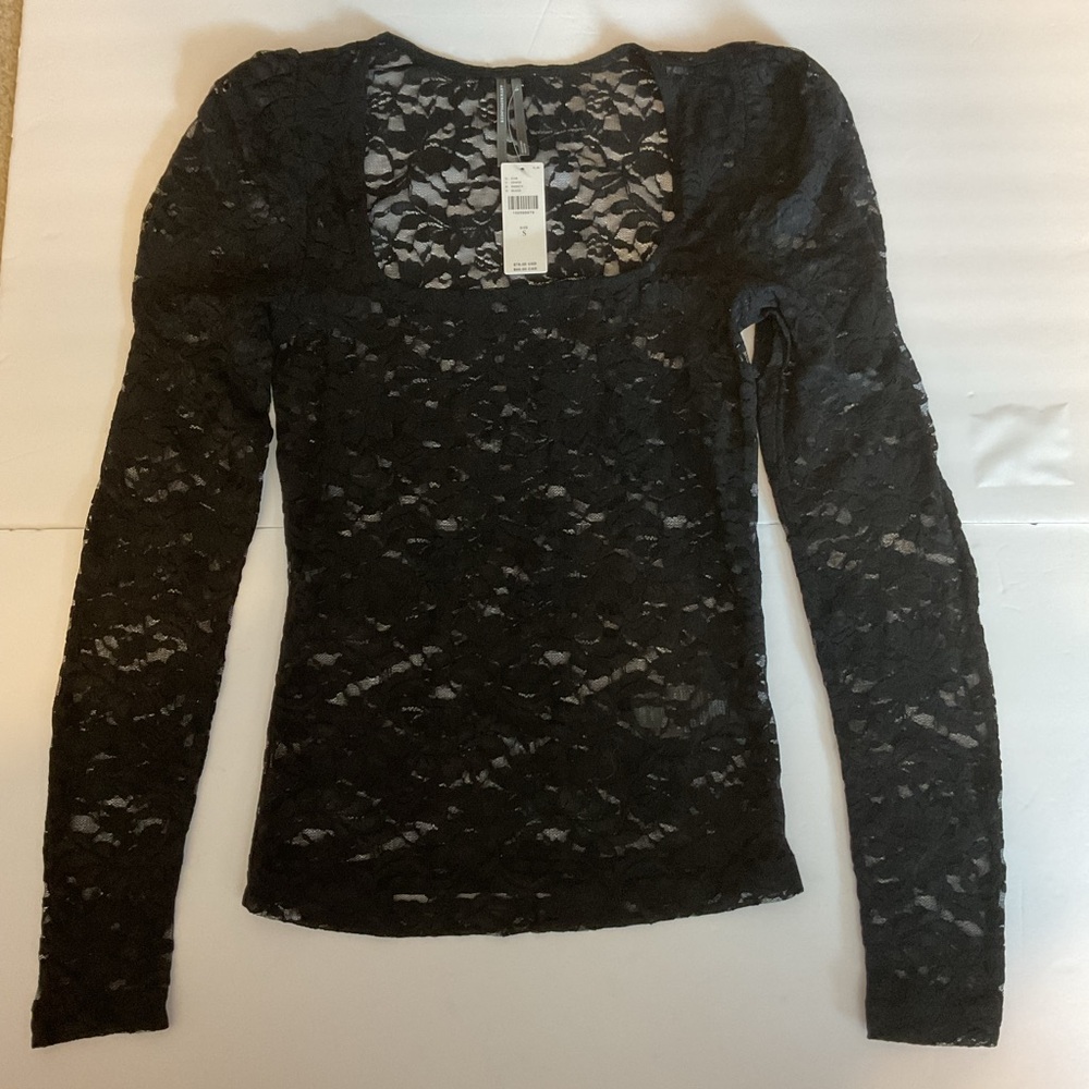 Anthropologie Puff-Sleeve Sheer Black Onyx Lace Top Whimsigoth Fairy Grung Sz S - Picture 3 of 14